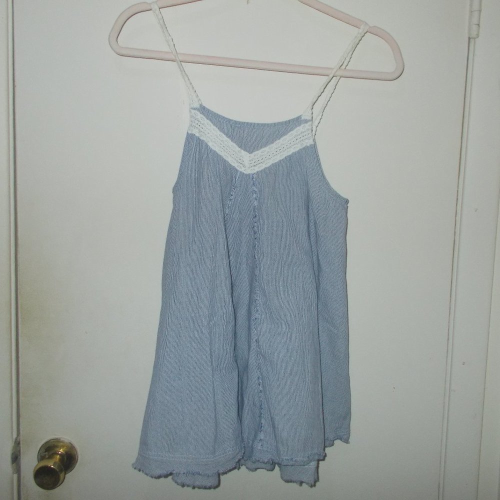 Striped Sleeveless Top Blue/White Size Small